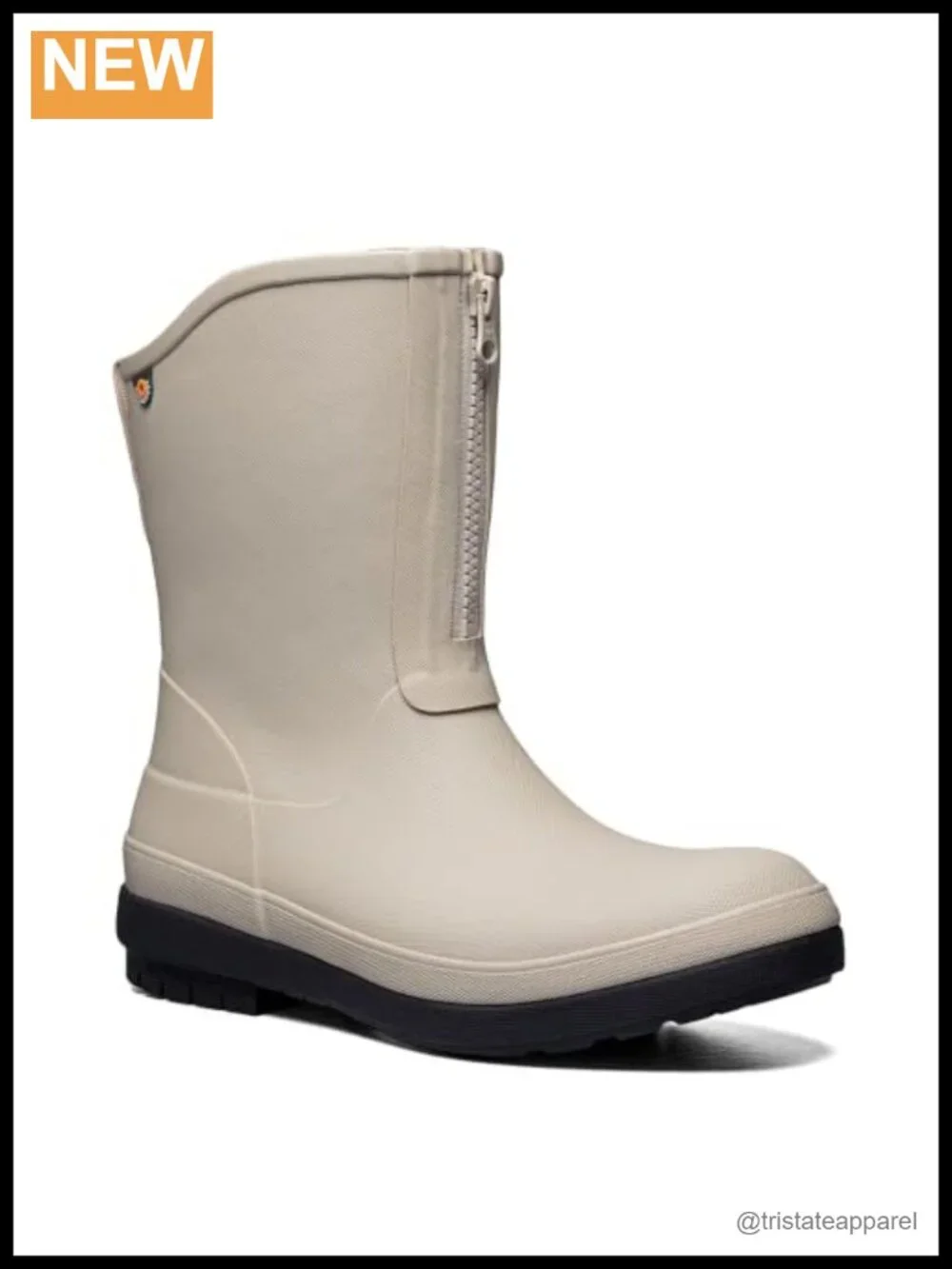 Waterproof Rubber Snow Boots Calf High Zip Closure Plush Lining